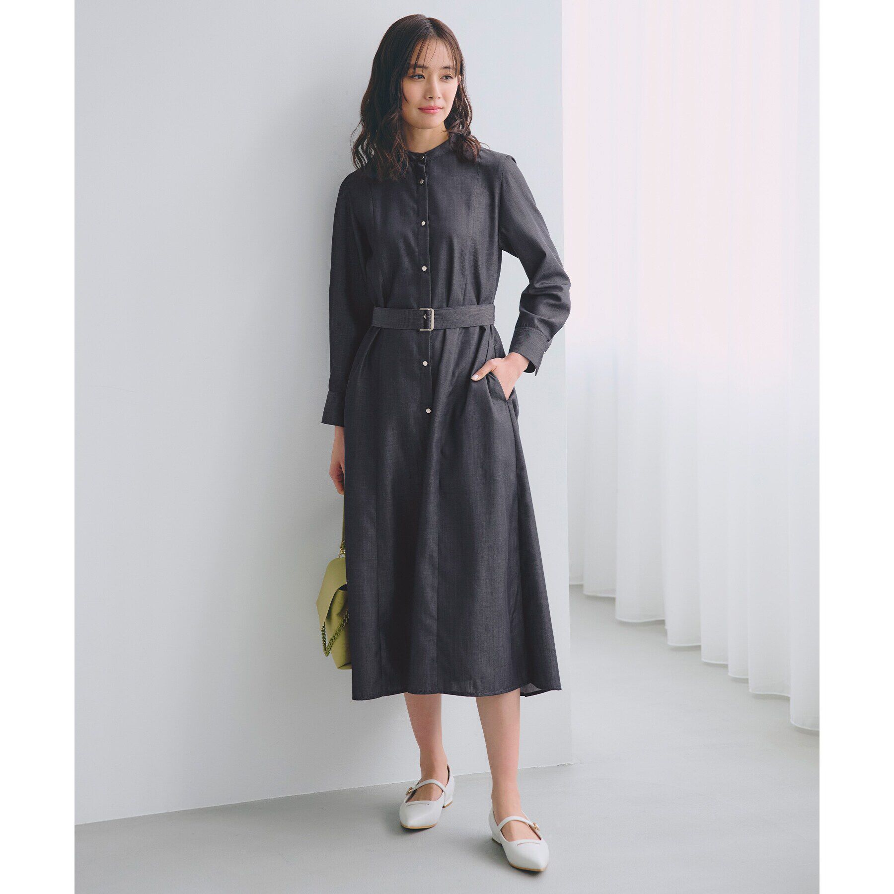 grove「バックプリーツシャツワンピース」|ワンピース|ネイビー(094)
