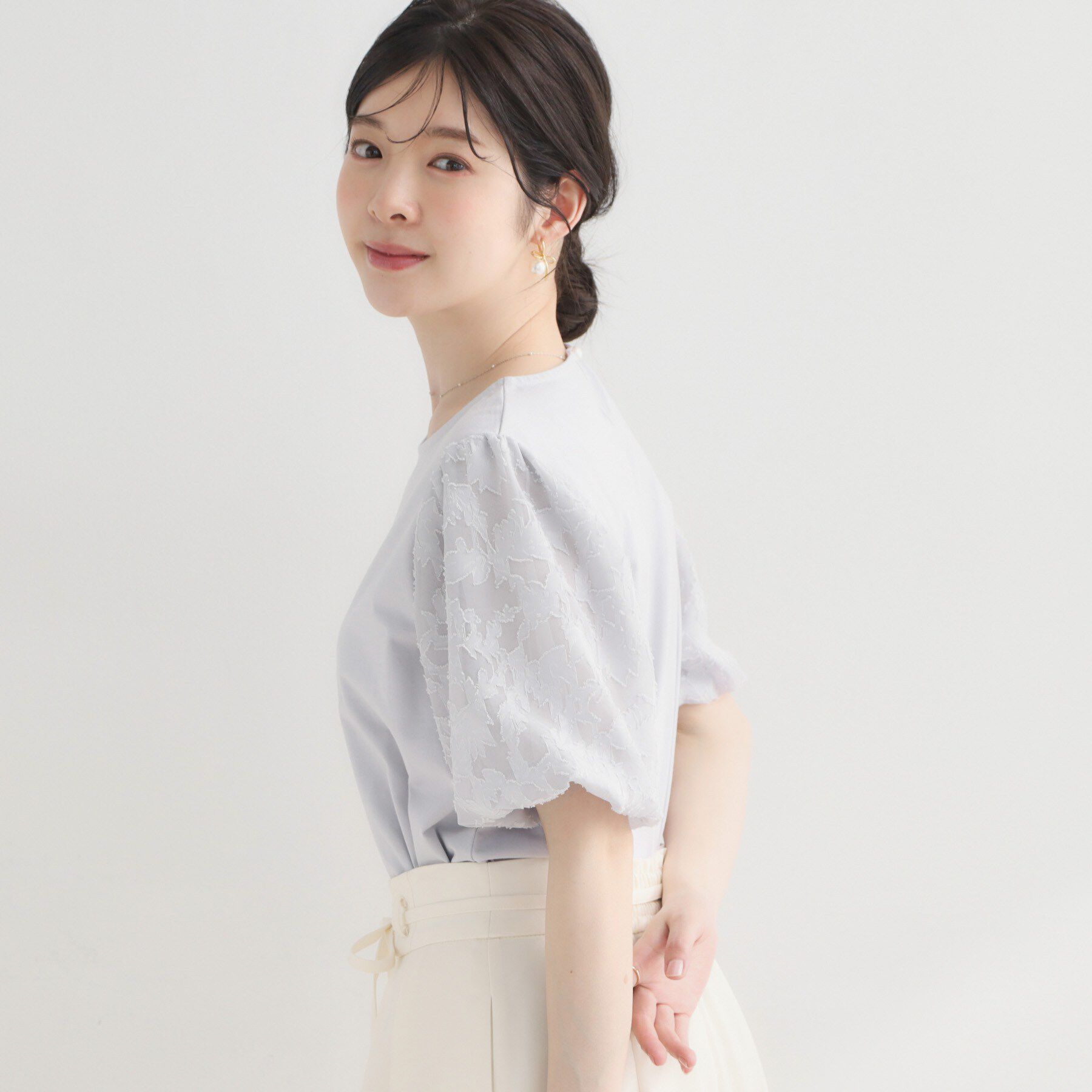 Couture broach「【接触冷感・UVカット・洗える】バルーンスリーブ トップス」|Tシャツ・カットソー|