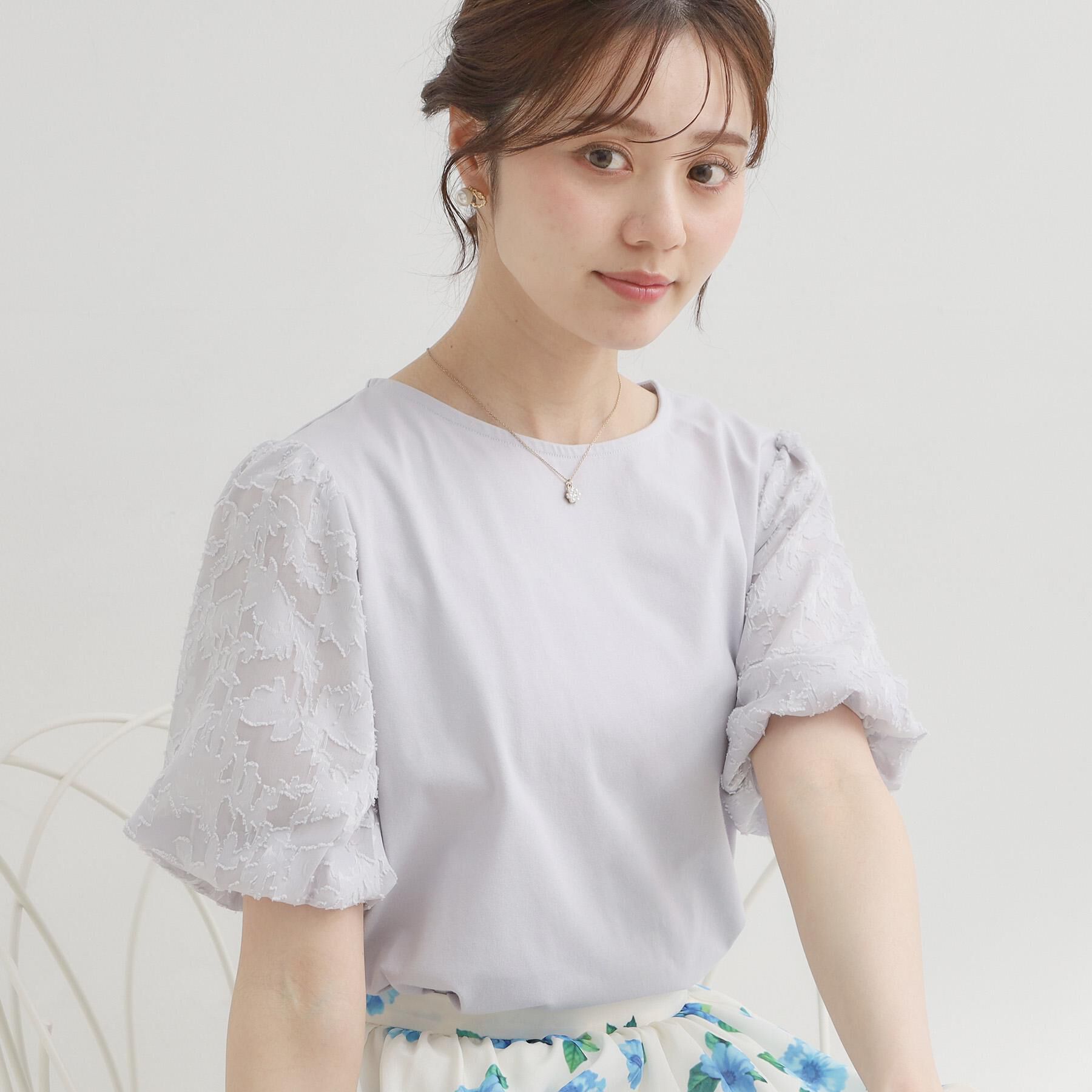Couture broach「【接触冷感・UVカット・洗える】バルーンスリーブ トップス」|Tシャツ・カットソー|