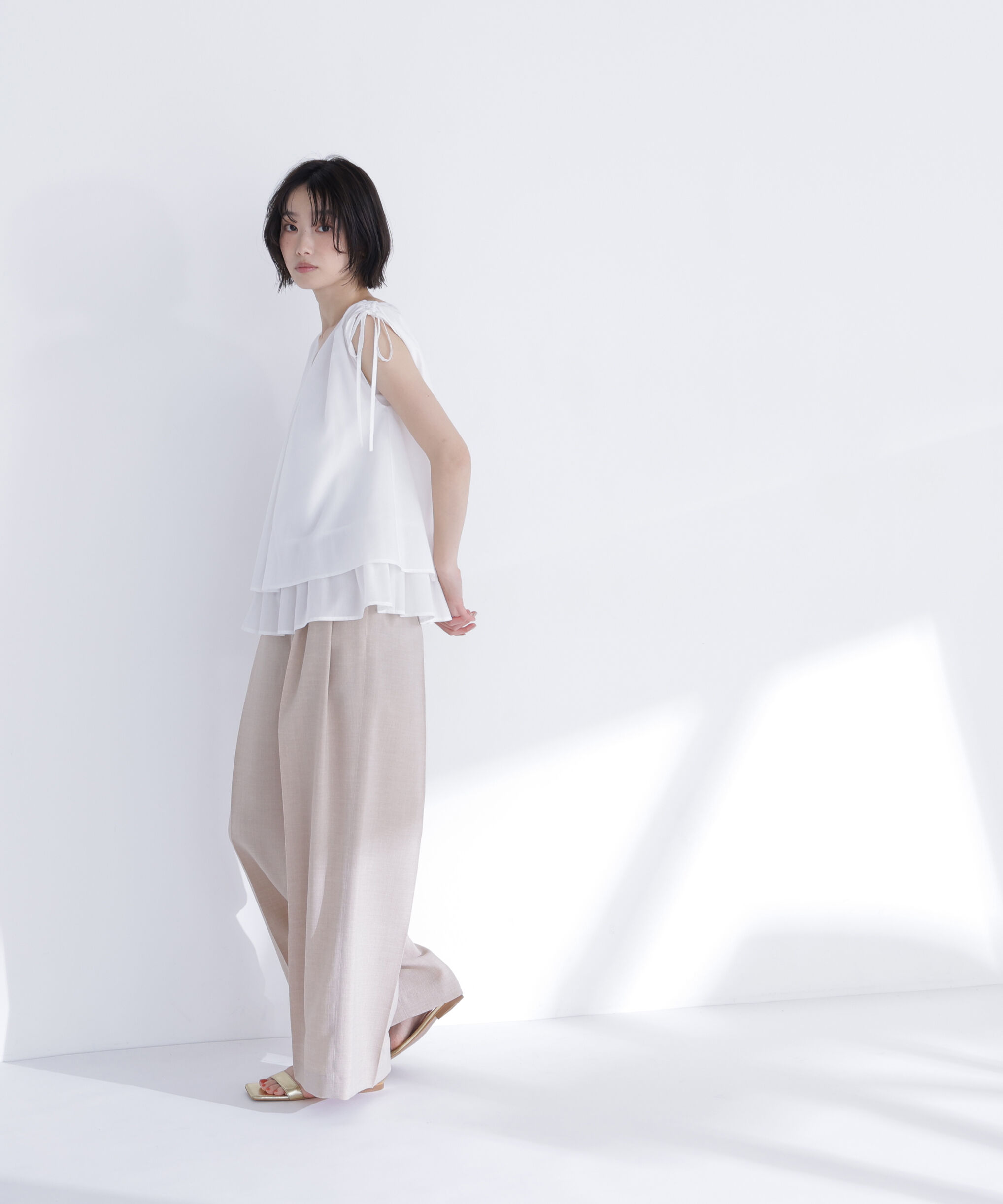  「ショルダーリボンティアードチュニックブラウス」|シャツ・ブラウス|