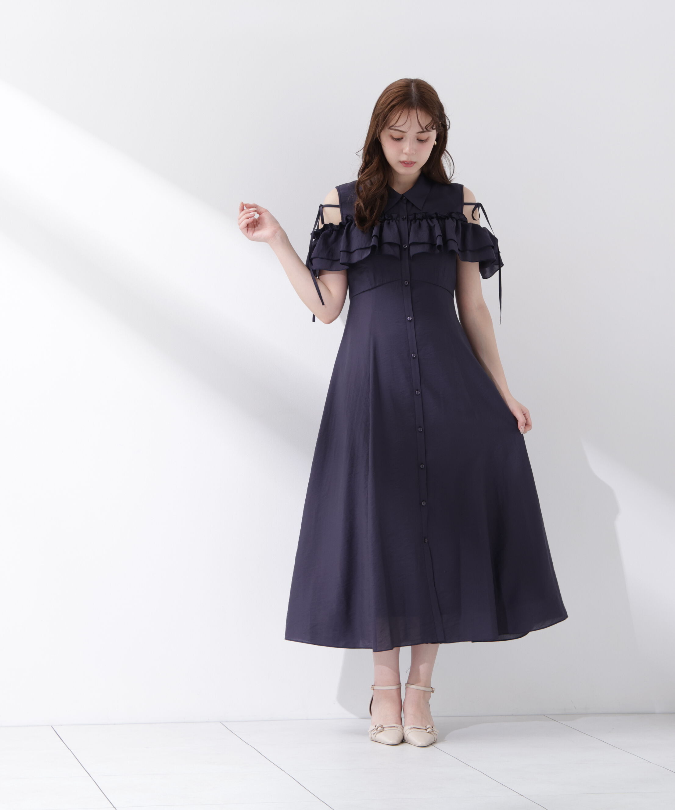 PROPORTION BODY DRESSING「＜EDIT COLOGNE＞フリルシャツワンピース」|ワンピース|