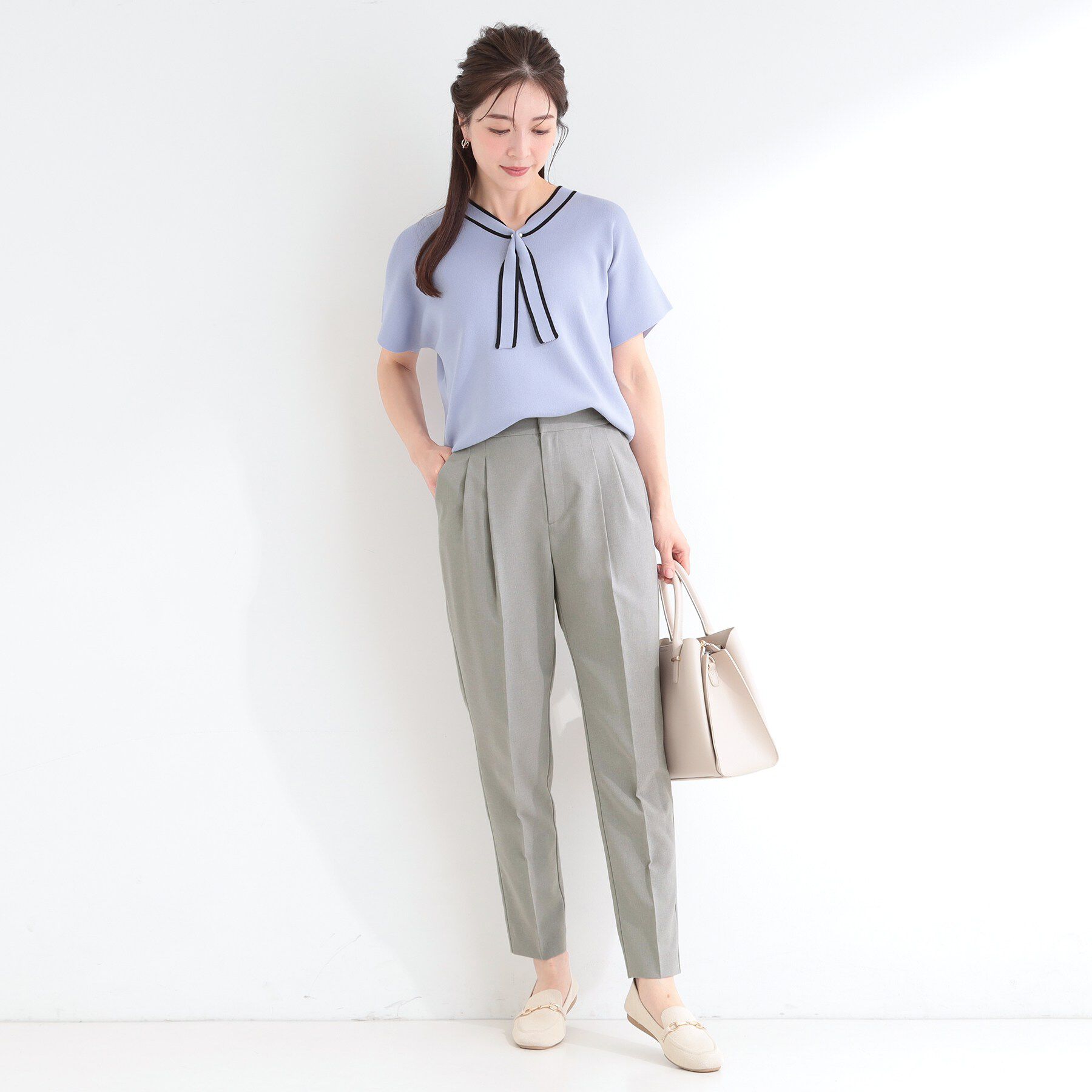 SHOO･LA･RUE「【ひんやり/セットアップ可】洗濯後しわになりにくい　タックテーパードパンツ」|その他|