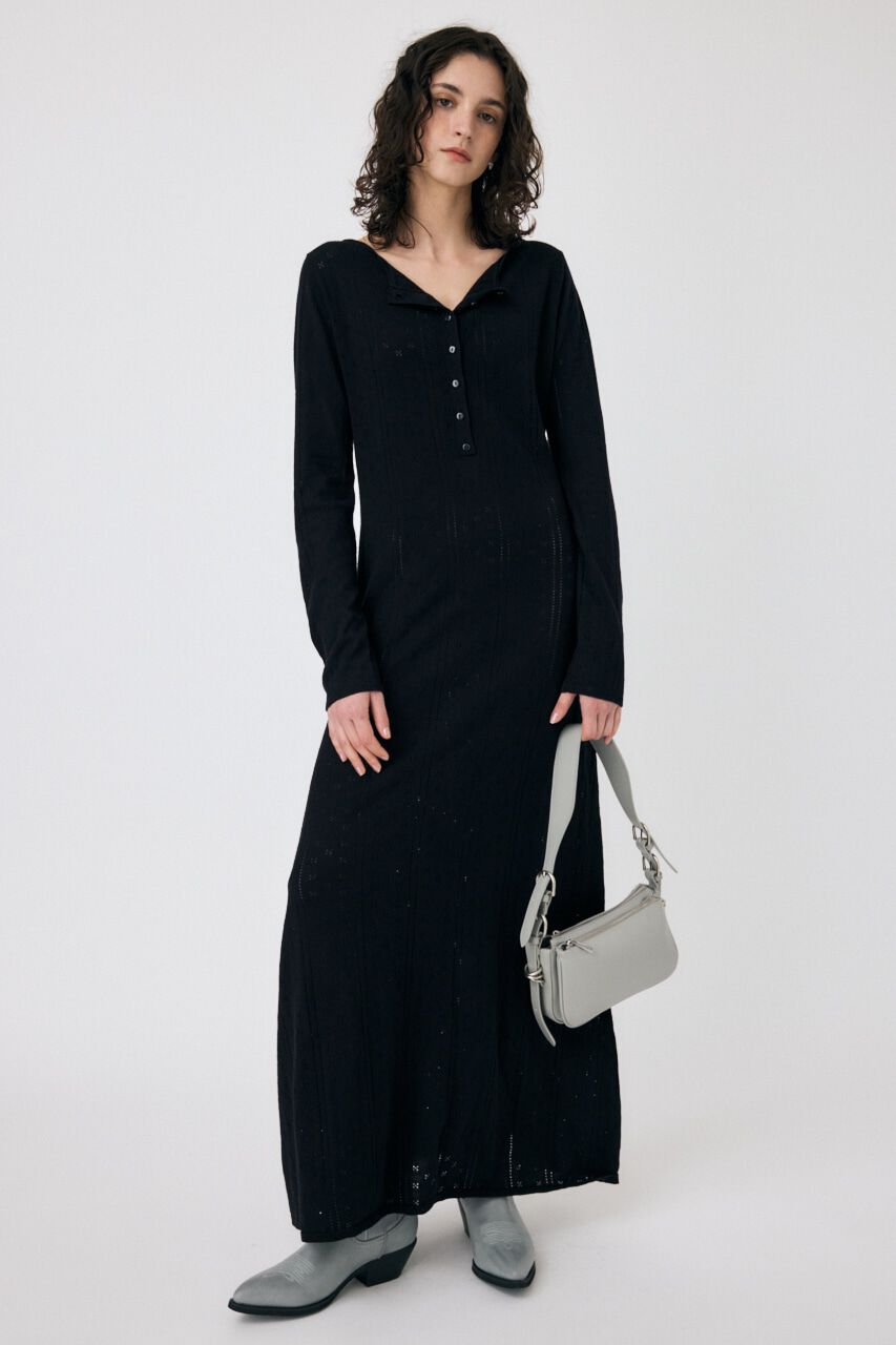 MOUSSY「POINTELLE マキシドレス」|ワンピース|BLK