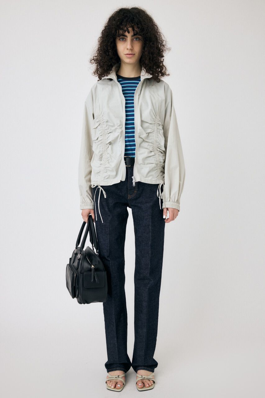 MOUSSY「RIBBON GATHER NYLON ジャケット」|ブルゾン・スタジャン|