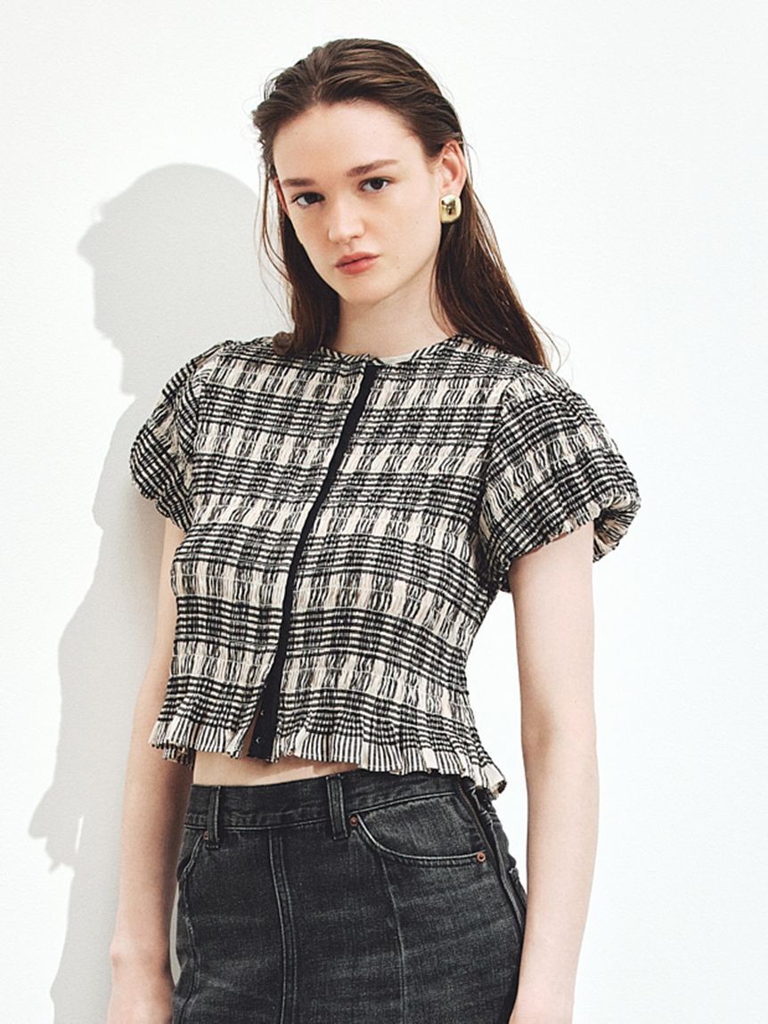 Mila Owen「【WEB限定カラー】シャーリングブラウス」|シャツ・ブラウス|