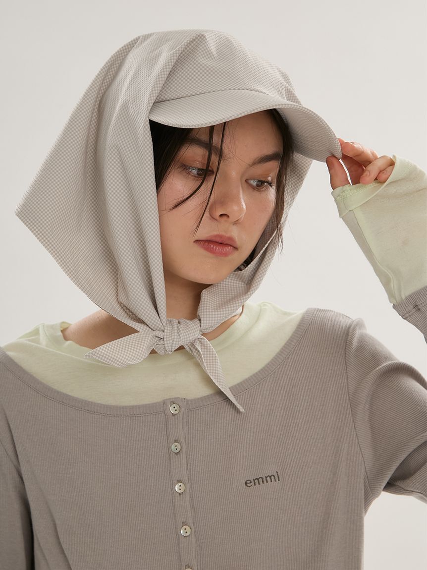 emmi atelier「スカーフ付きキャップ」|キャップ・キャスケット|