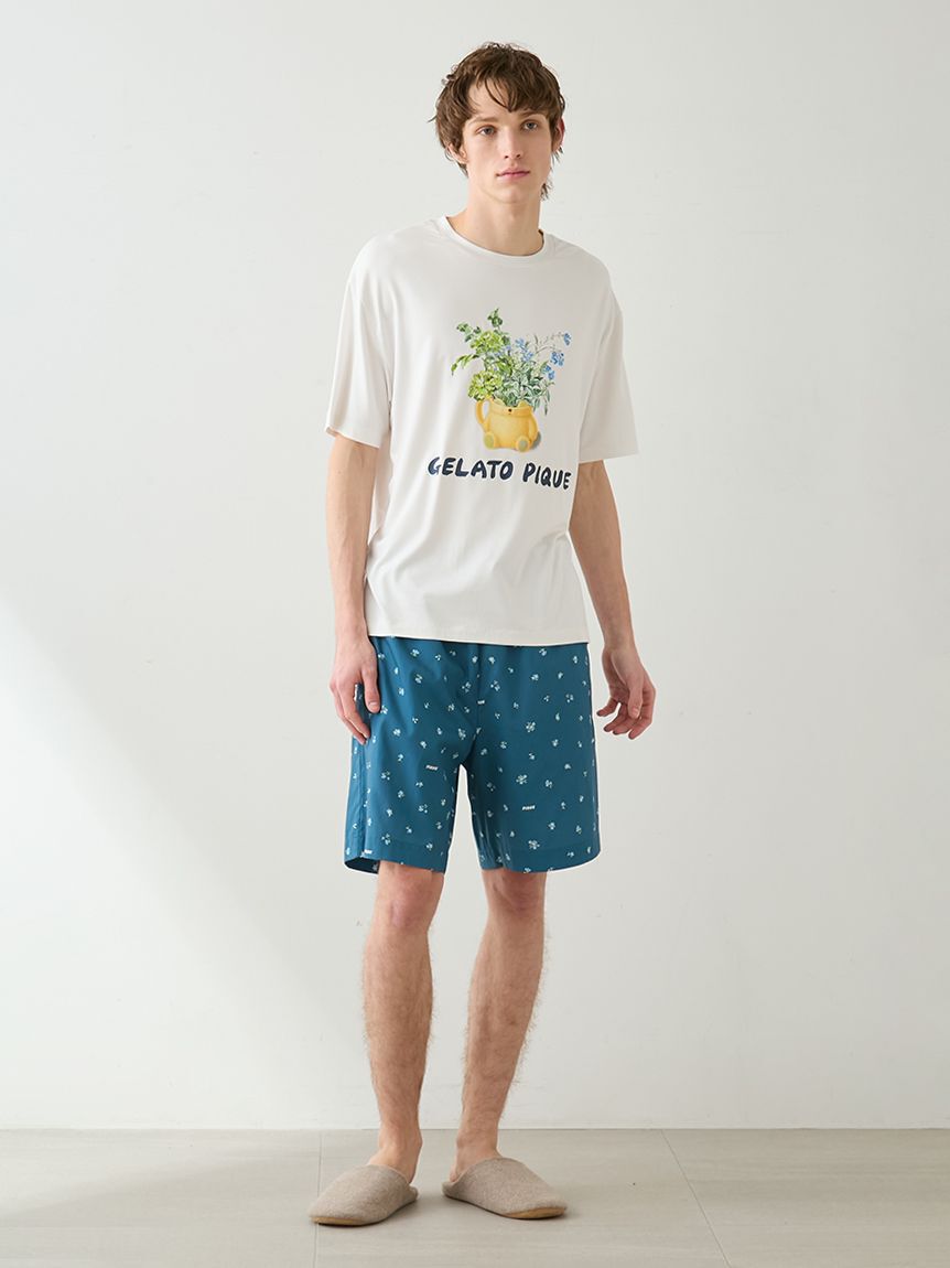 GELATO PIQUE HOMME「【HOMME】フラワーワンポイントプリントTシャツ」|ルームウェア|