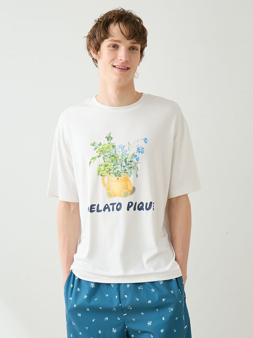 GELATO PIQUE HOMME「【HOMME】フラワーワンポイントプリントTシャツ」|ルームウェア|