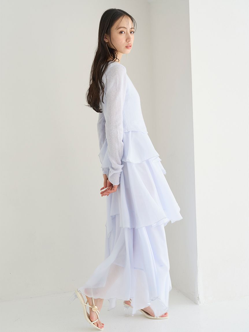 SNIDEL「シアーイレヘムニットコンビワンピース」|ワンピース|