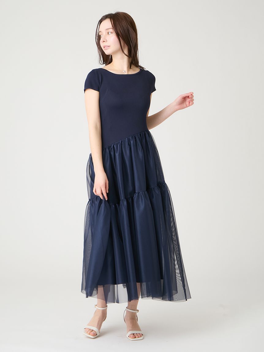 CELFORD「【洗える】アシメチュールニットドッキングワンピース」|ワンピース|