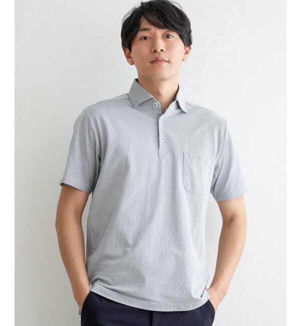 IKKA LOUNGE「アーバンドライカッタウェイポロシャツ」|Tシャツ・カットソー|ネイビー