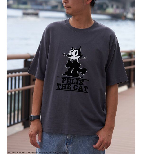 VENCE share style「"Felix the cat" フィリックス・ザ・キャット / フロッキープリントTシャツ」|Tシャツ・カットソー|チャコール