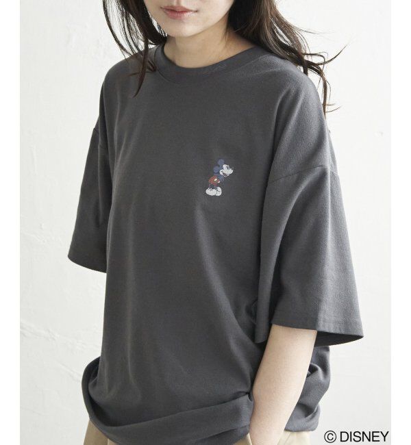 VENCE share style「梨地 ミッキーマウス＆ミニーマウス プリントTシャツ」|Tシャツ・カットソー|