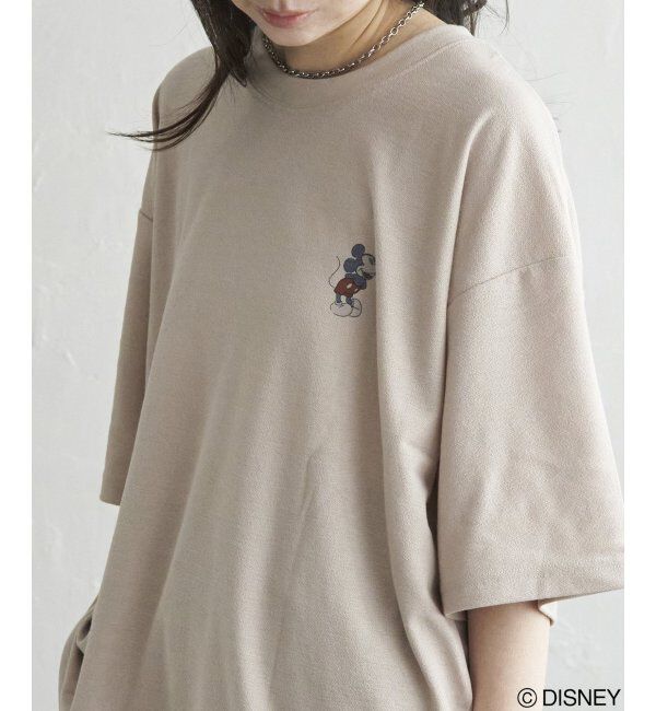 VENCE share style「梨地 ミッキーマウス＆ミニーマウス プリントTシャツ」|Tシャツ・カットソー|グレージュ