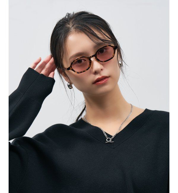  「SUNCUTGlasses/UV100%CUT ウェリントン型 サングラス [度無し専用] 横長 多角形 紫外線対策 UVカット」|サングラス|茶系デミ