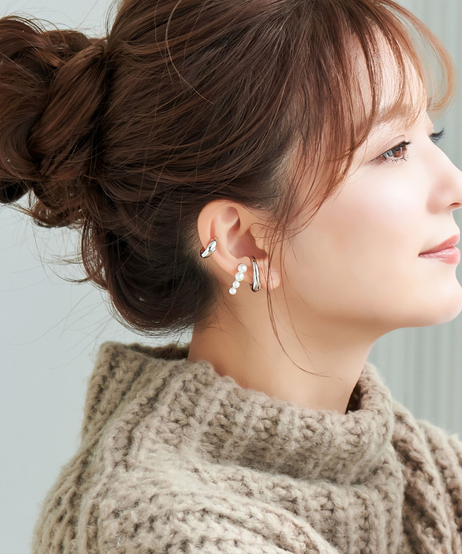 Phoebe「【シリーズ累計販売10000点突破！】≪雑誌掲載≫ドレッシングパールイヤーカフ　シルバー」|イヤーカフ|