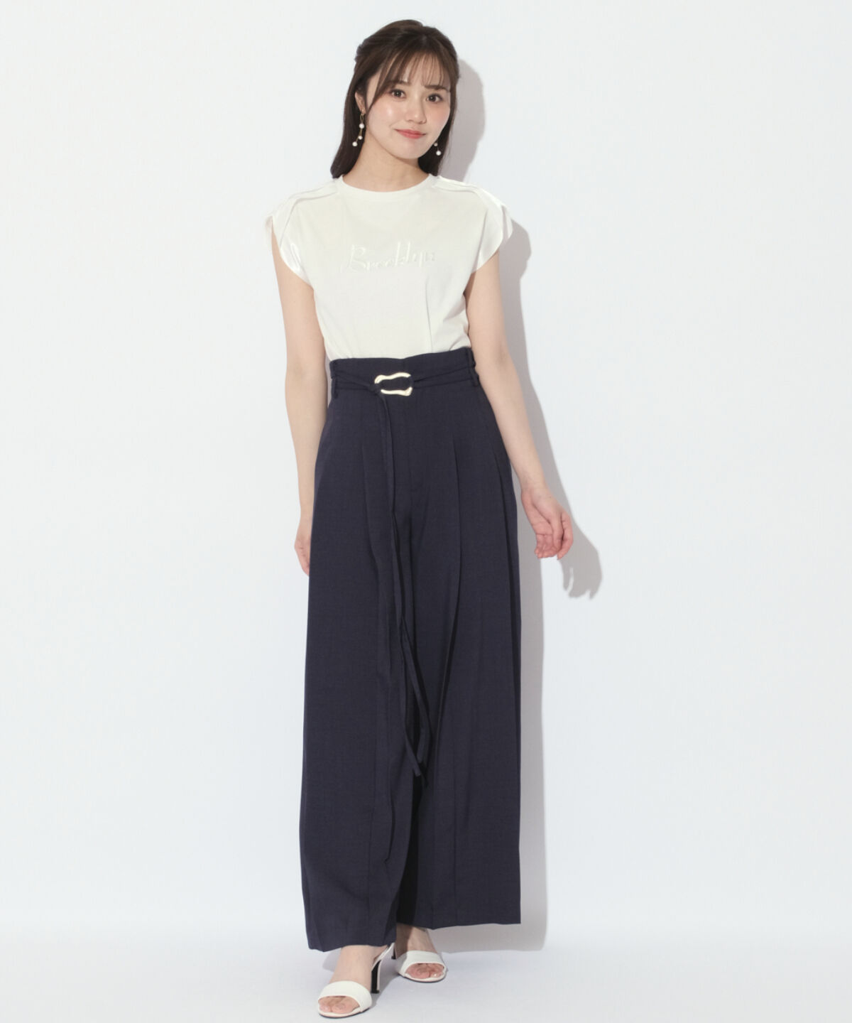 アンドクチュール「麻調プリーツワイドパンツ」|その他|