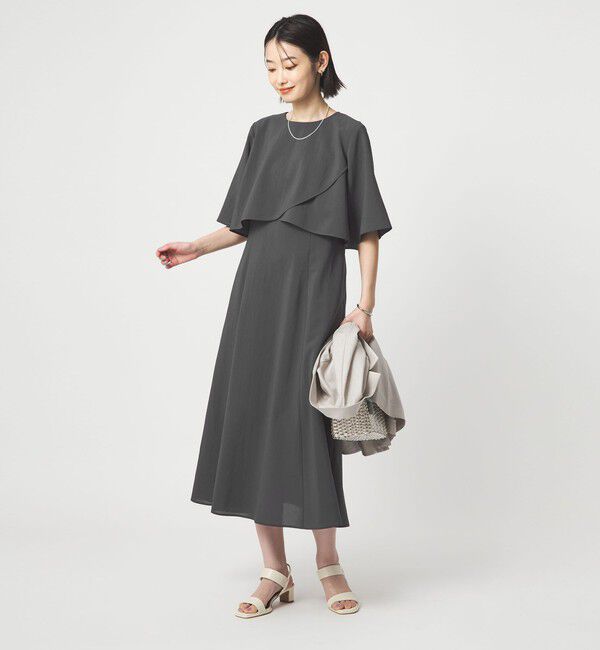 UNITED ARROWS green label relaxing「ケープ ナローフレア ワンピース」|ワンピース|DK.GRAY