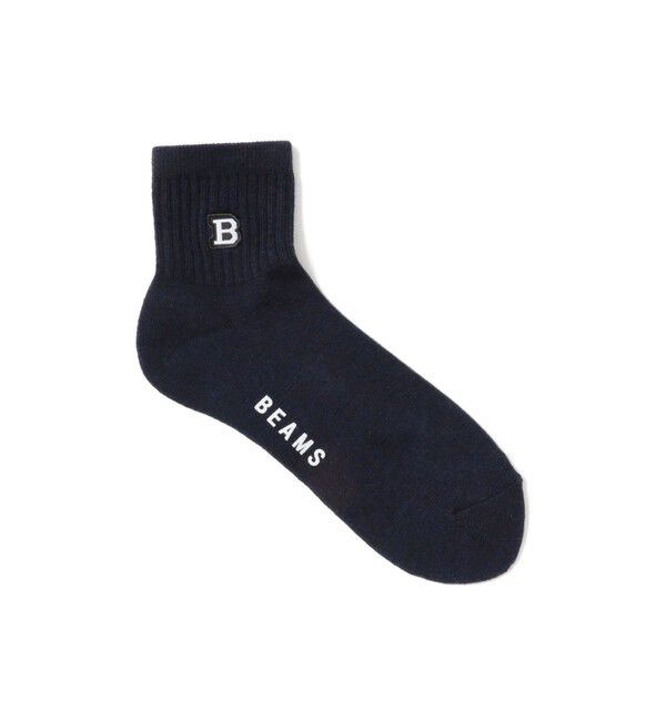 BEAMS「B パッチ ショートソックス」|ソックス|NAVY
