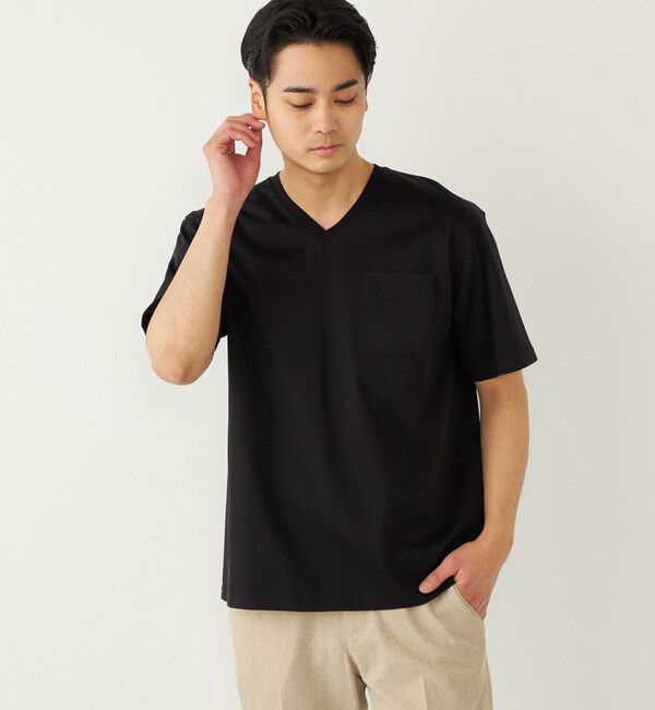 SHIPS Colors 「SHIPS Colors:〈抗菌防臭・接触冷感・UVカット〉シルケット コットン Vネック T◇」|Tシャツ・カットソー|