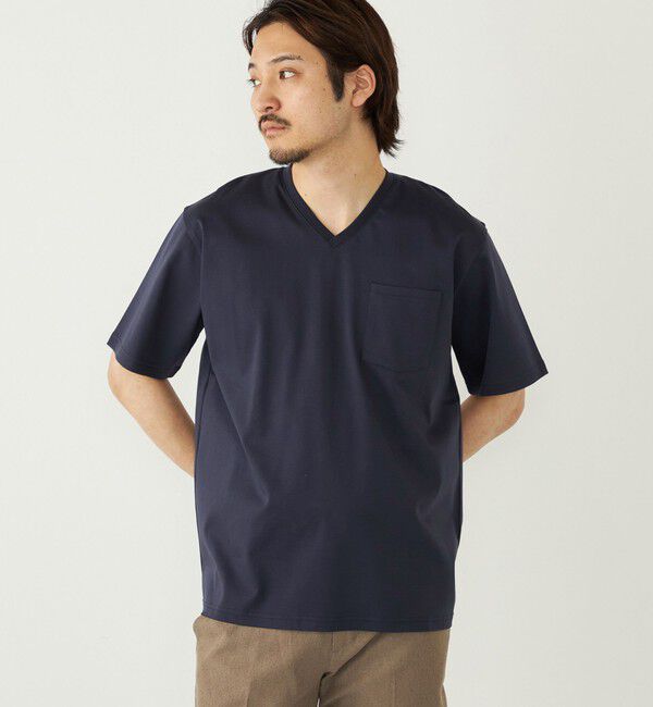 SHIPS Colors 「SHIPS Colors:〈抗菌防臭・接触冷感・UVカット〉シルケット コットン Vネック T◇」|Tシャツ・カットソー|