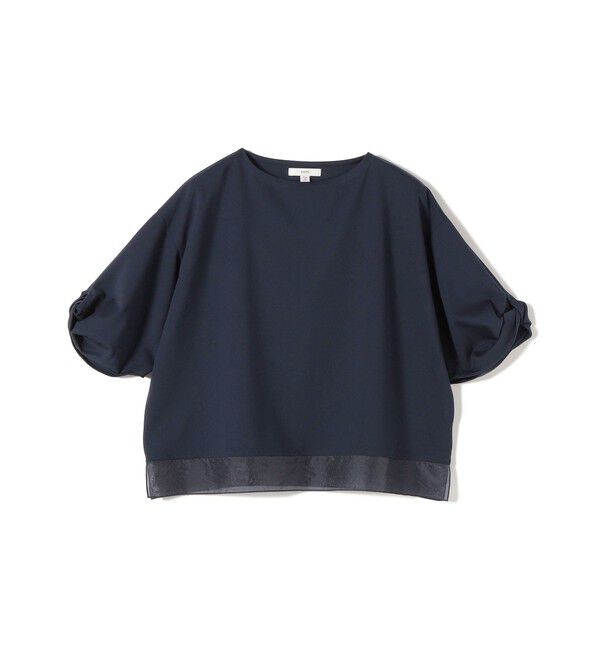 SHIPS for women「《一部追加予約》〈洗濯機可能〉袖 ツイスト デザイン シアー ドッキング TEE」|Tシャツ・カットソー|