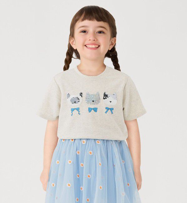SHIPS Colors 「SHIPS Colors:100～130cm /〈手洗い可能〉スパンコール 刺繍 Tシャツ◇」|Tシャツ・カットソー|