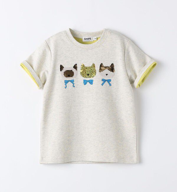 SHIPS Colors 「SHIPS Colors:100～130cm /〈手洗い可能〉スパンコール 刺繍 Tシャツ◇」|Tシャツ・カットソー|