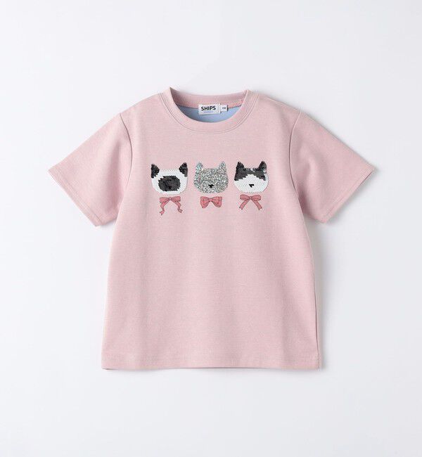 SHIPS Colors 「SHIPS Colors:100～130cm /〈手洗い可能〉スパンコール 刺繍 Tシャツ◇」|Tシャツ・カットソー|