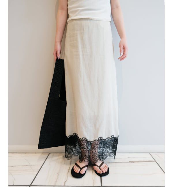 IENA LA BOUCLE「IENA LA BOUCLE シアーレースコンビスカート」|スカート|