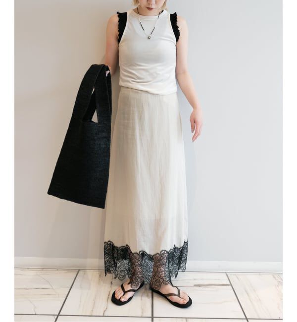 IENA LA BOUCLE「IENA LA BOUCLE シアーレースコンビスカート」|スカート|