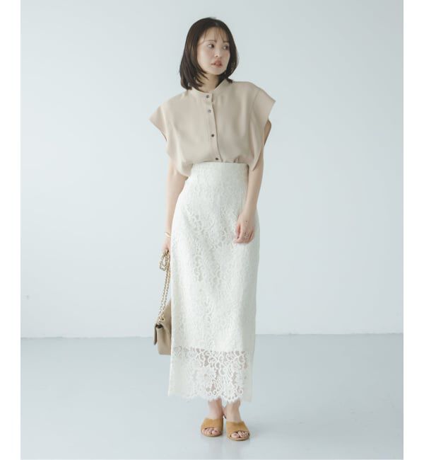 NOBLE「《WEB＆一部店舗限定・追加》リバーレースIラインスカート」|スカート|