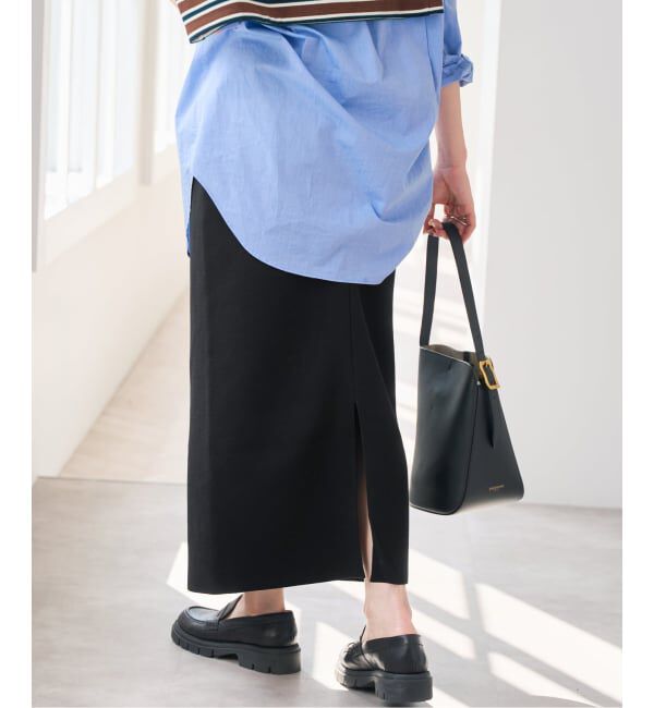 Spick and Span「ストレートニットスカート」|スカート|ブラック