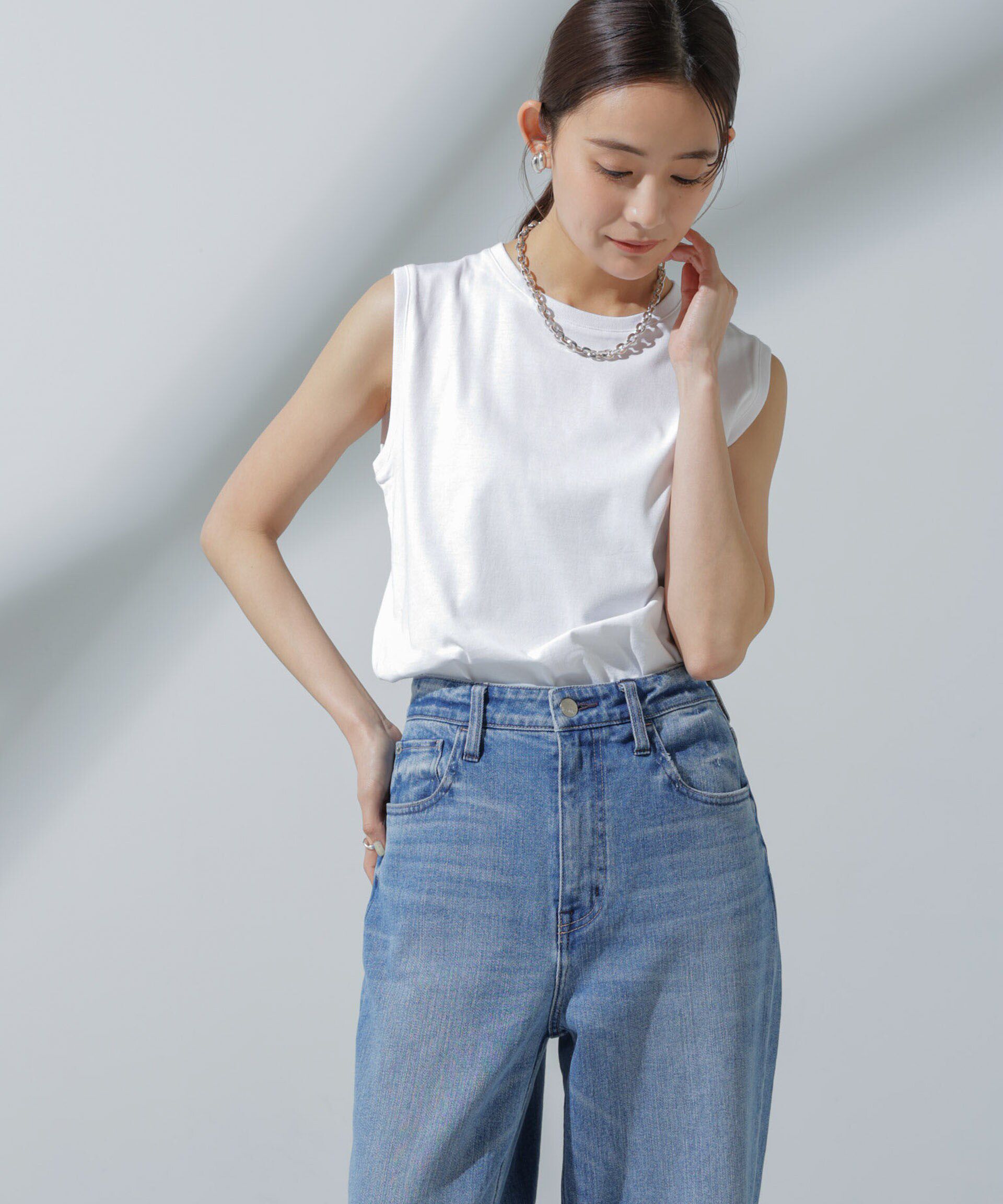 nano･universe「Anti Soaked(R) 汗染み防止 ノースリーブTシャツ」|Tシャツ・カットソー|