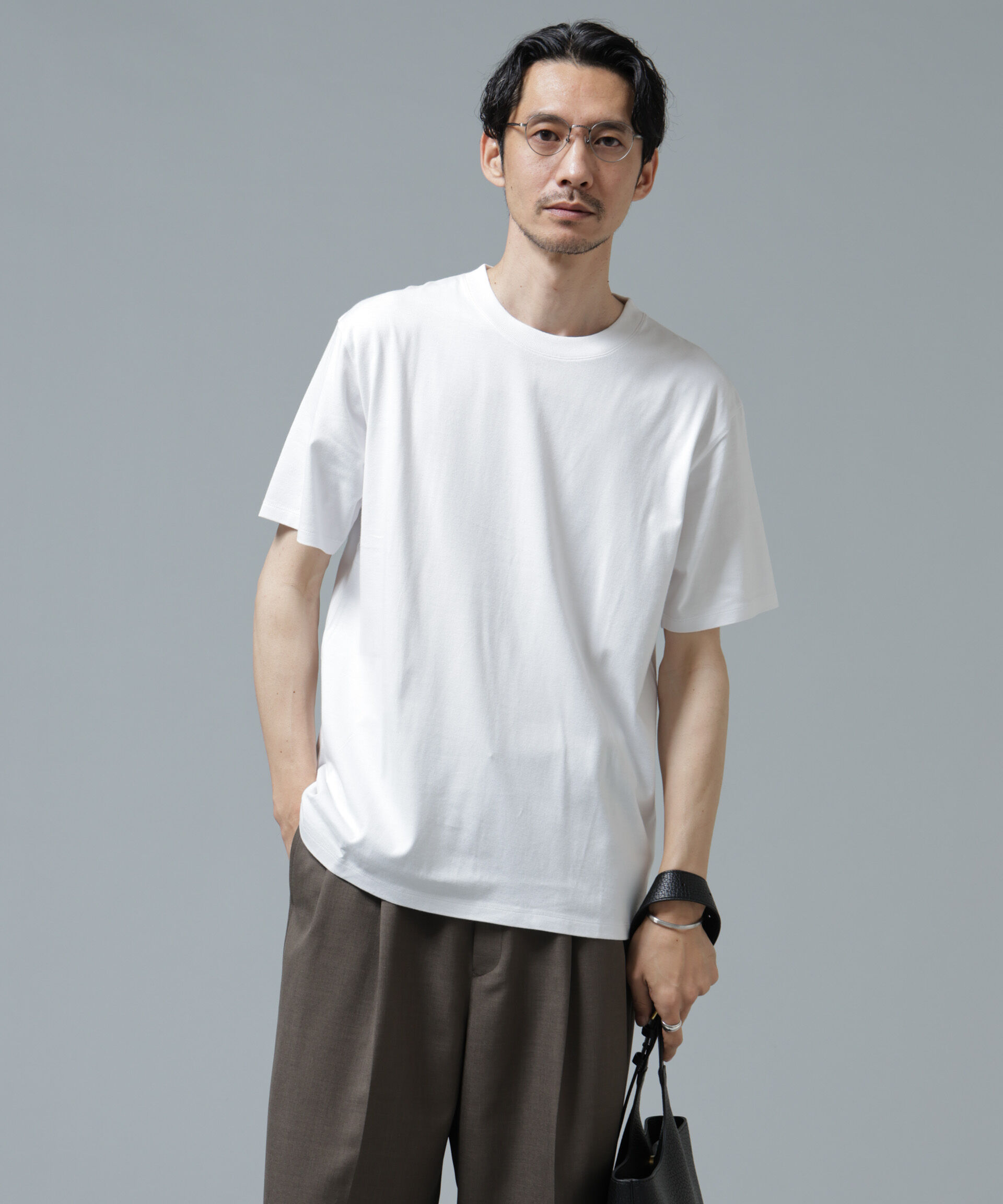nano･universe「Anti Soaked(R) 汗染み防止 ライトウェイト 5.6oz ミドルシルエットTシャツ」|Tシャツ・カットソー|