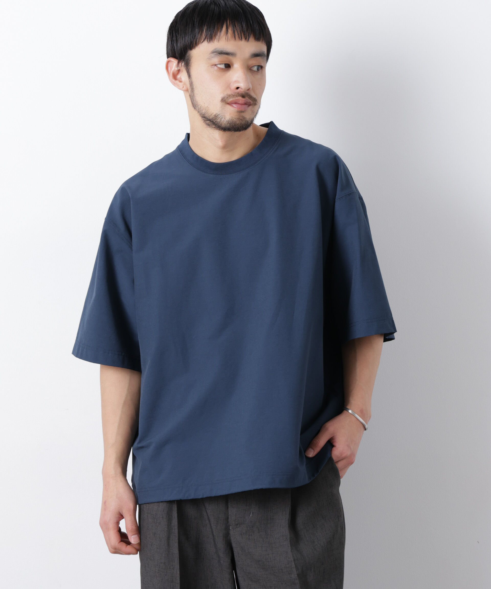 nano･universe「ストレッチワイドプルオーバー Tシャツ半袖（セットアップ可）」|Tシャツ・カットソー|