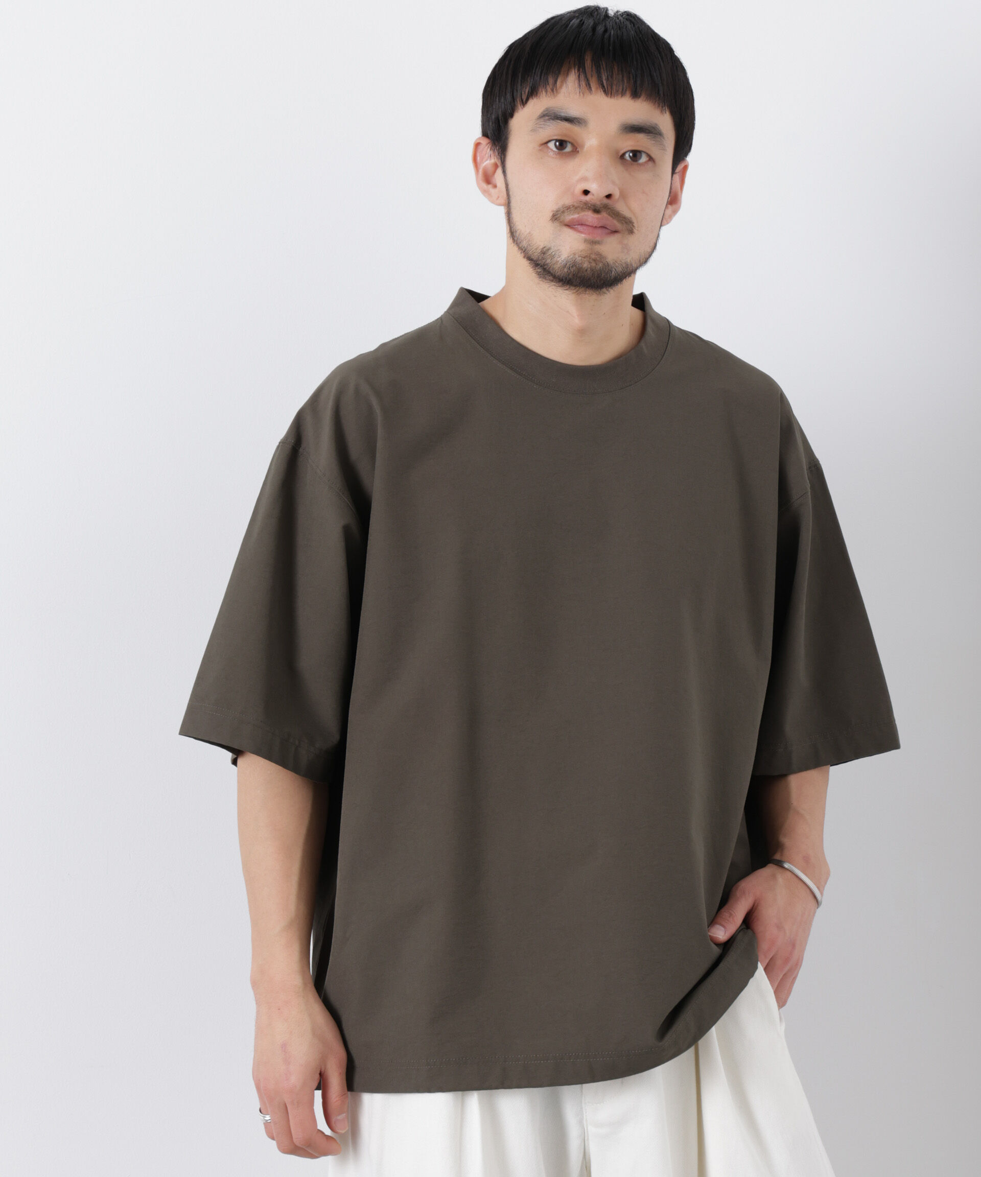 nano･universe「ストレッチワイドプルオーバー Tシャツ半袖（セットアップ可）」|Tシャツ・カットソー|
