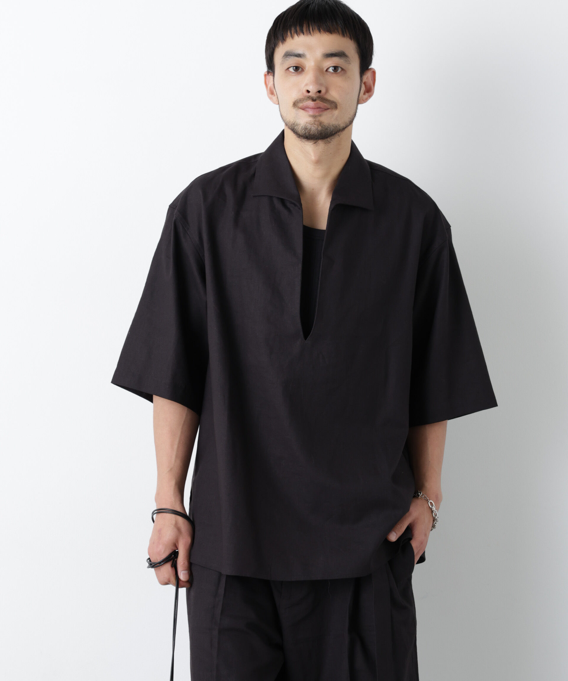 nano･universe「「FRENCH LINEN」イタリアンスキッパー半袖シャツ」|シャツ・ブラウス|