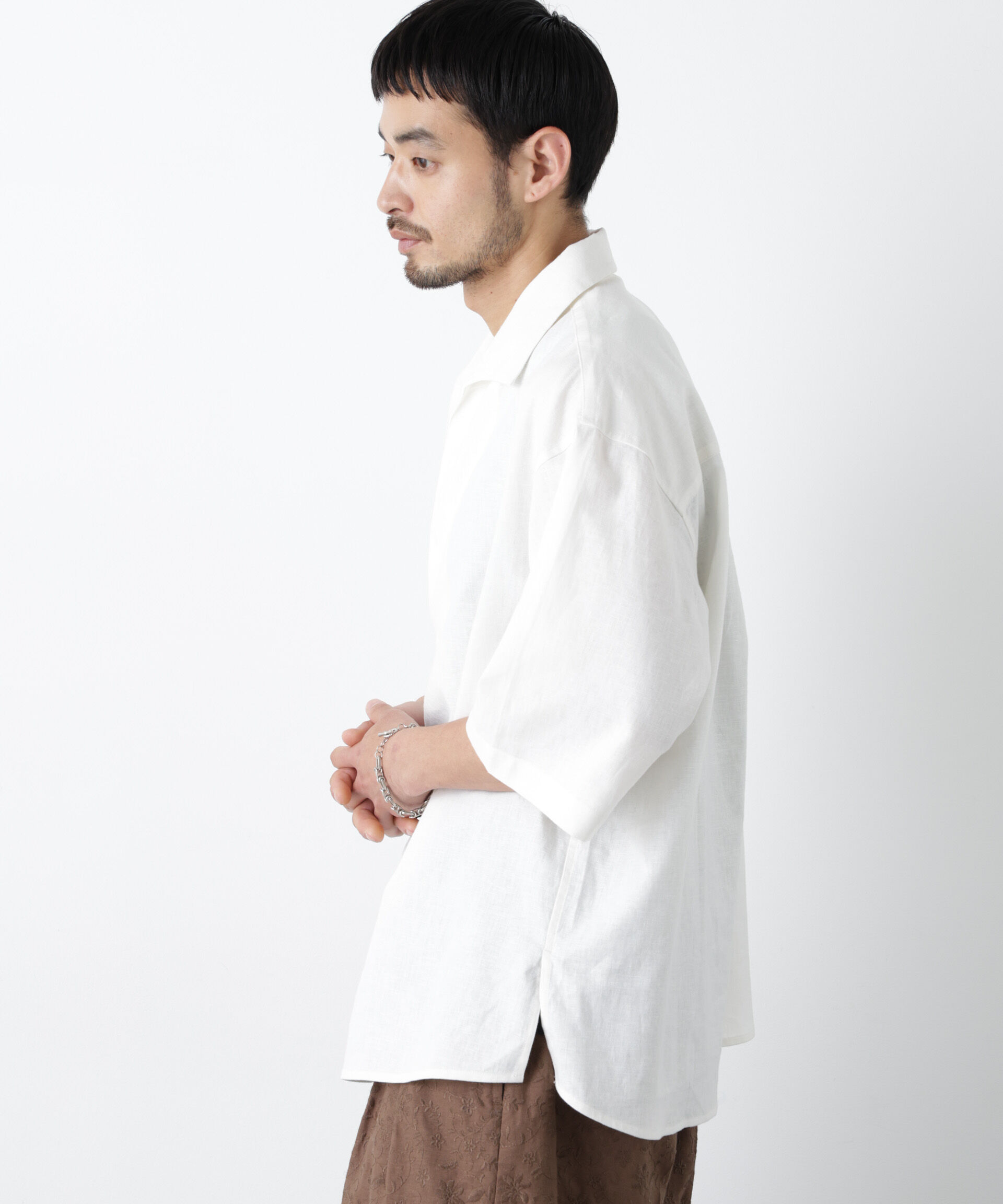 nano･universe「「FRENCH LINEN」イタリアンスキッパー半袖シャツ」|シャツ・ブラウス|
