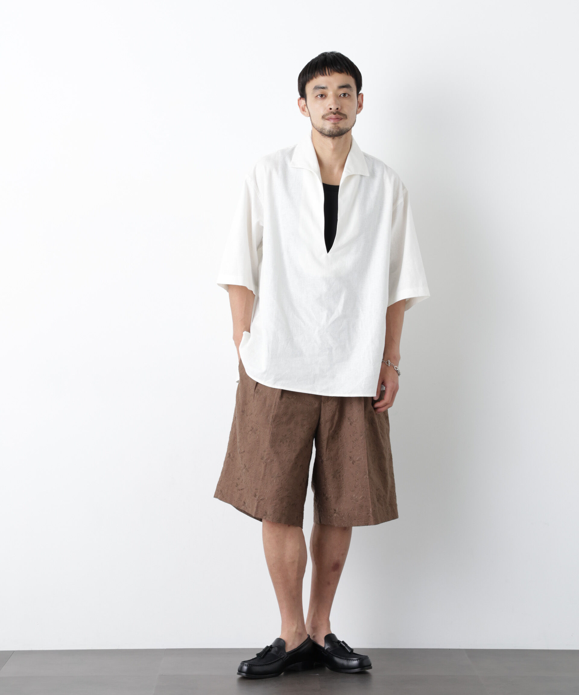 nano･universe「「FRENCH LINEN」イタリアンスキッパー半袖シャツ」|シャツ・ブラウス|