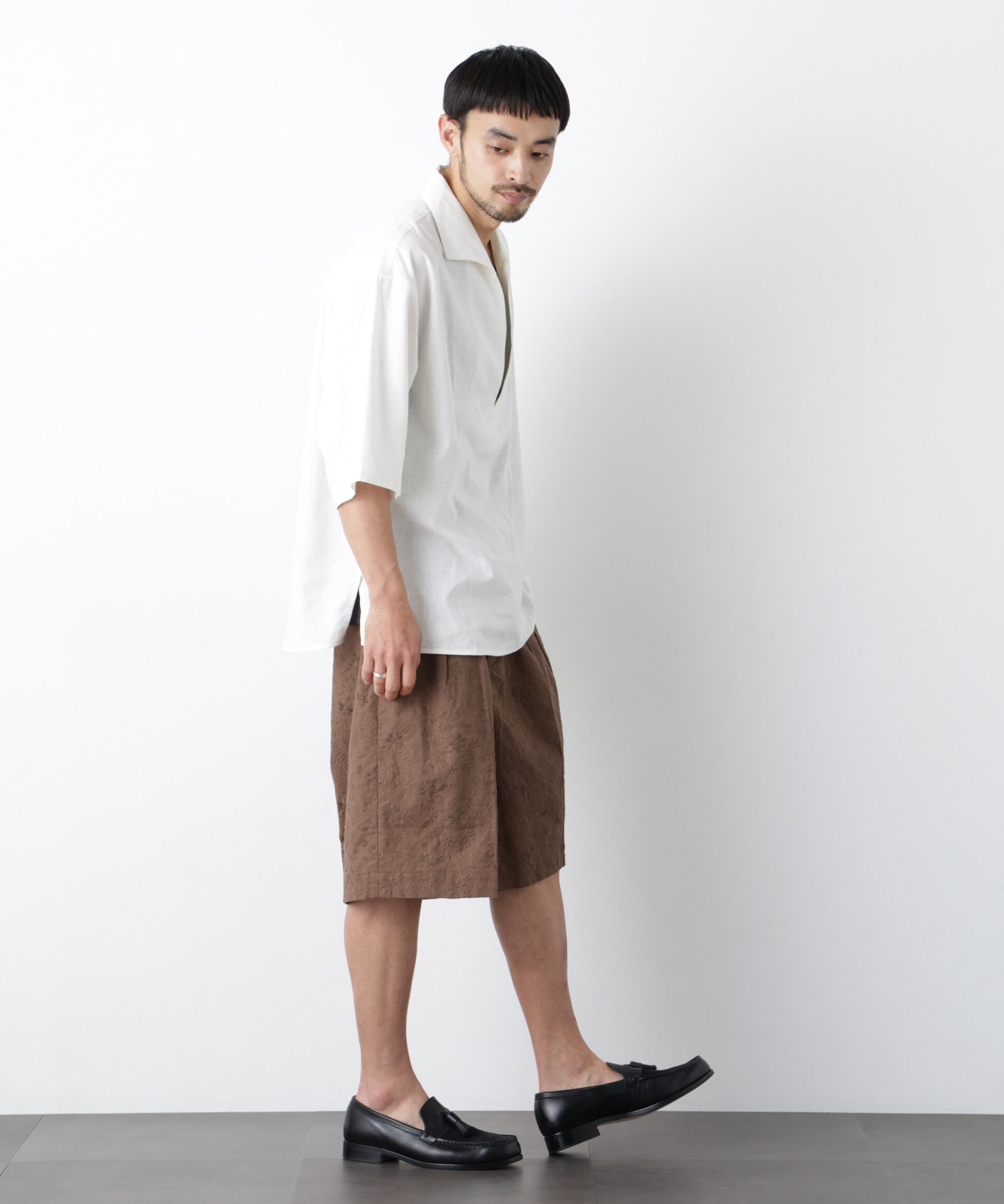 nano･universe「「FRENCH LINEN」イタリアンスキッパー半袖シャツ」|シャツ・ブラウス|