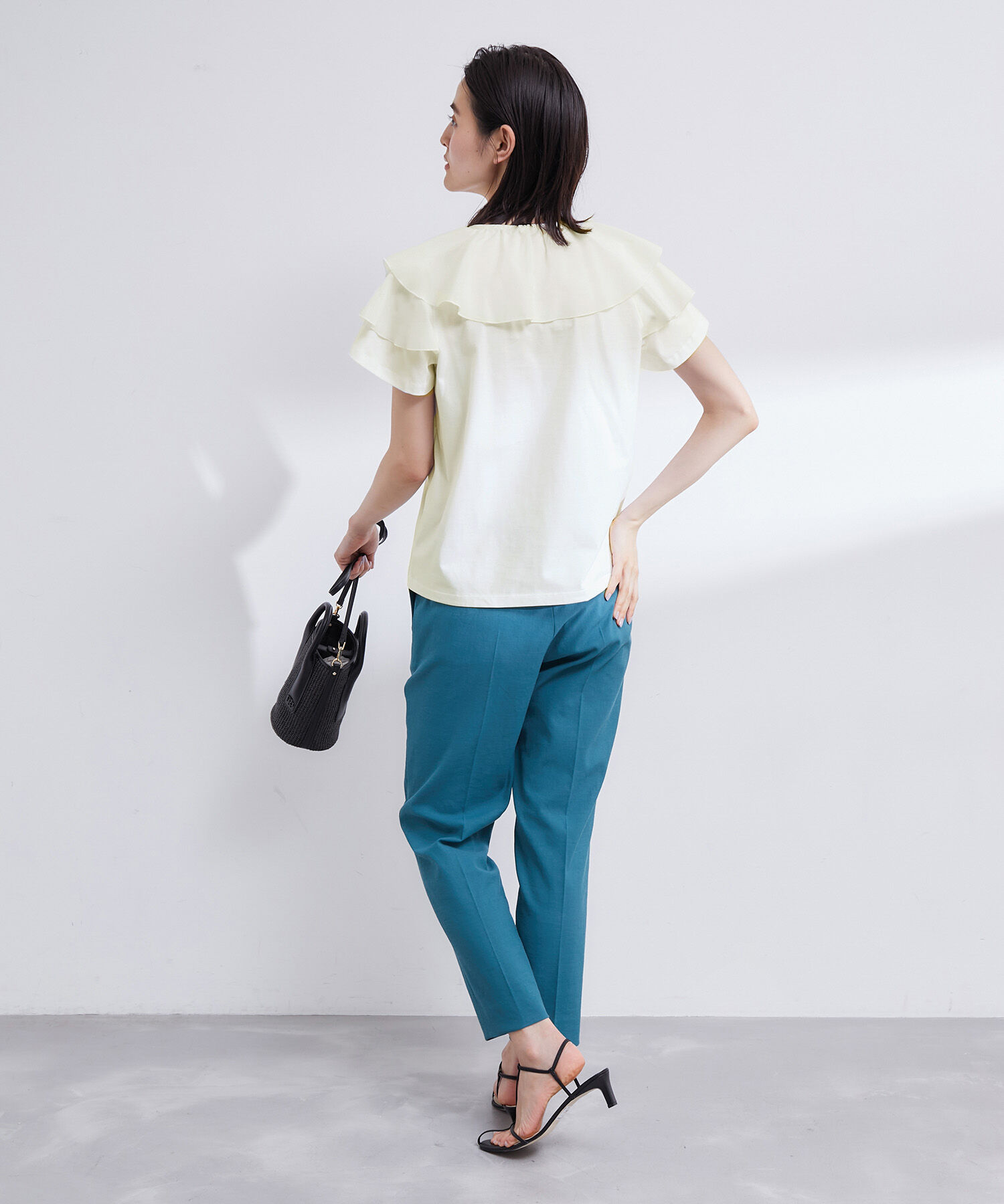 ROPE「【洗える】布帛ラッフル襟カットソー」|Tシャツ・カットソー|