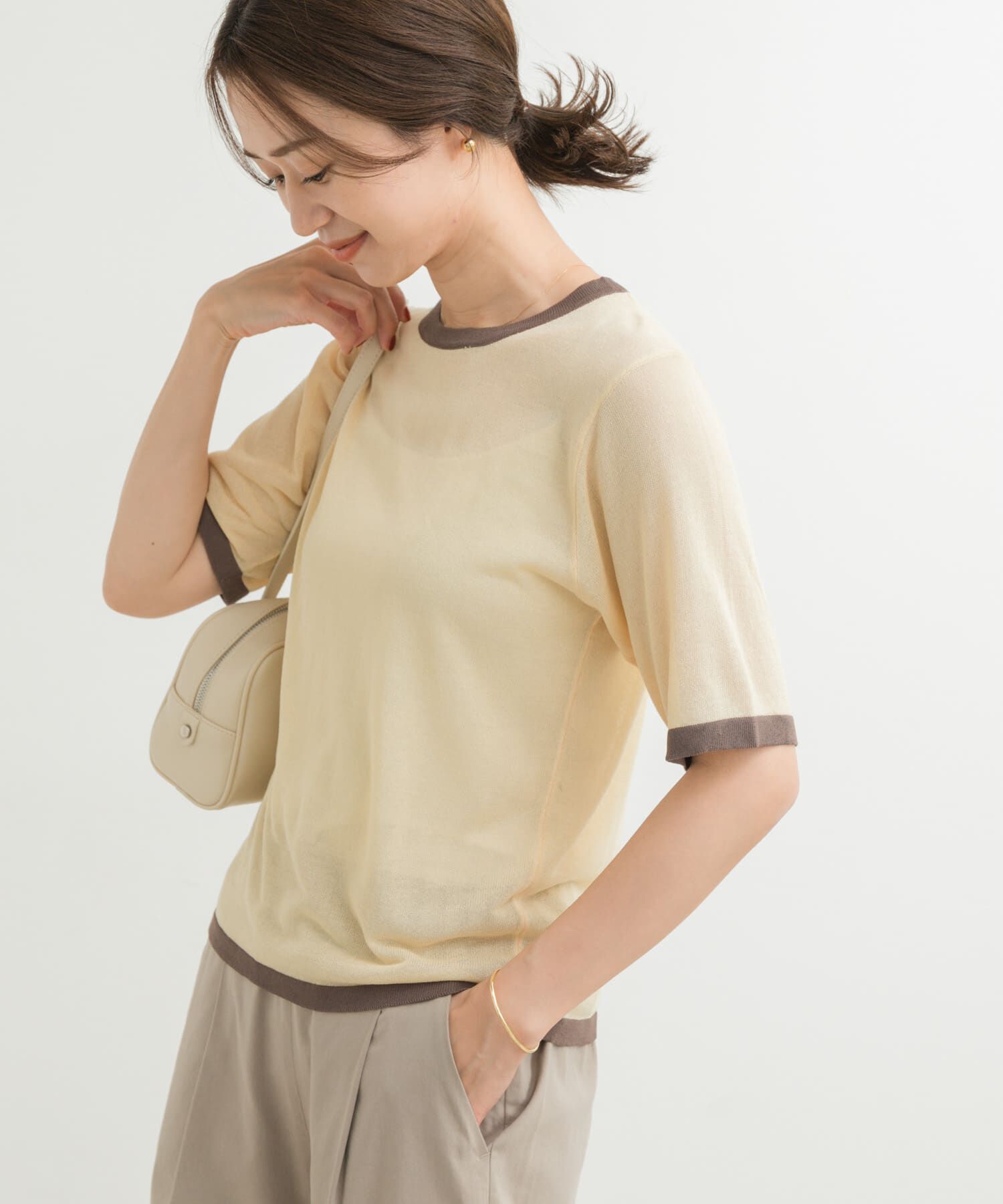 URBAN RESEARCH DOORS「リンガー半袖ニットTシャツ」|ニット・セーター|