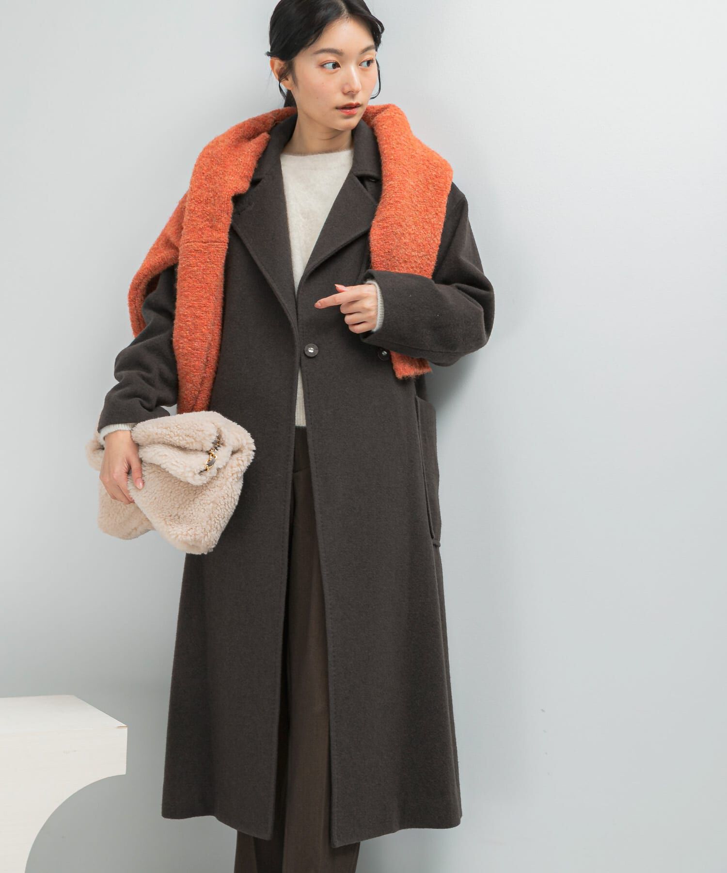 URBAN RESEARCH ROSSO「ウールカシミヤコート」|ノーカラーコート|
