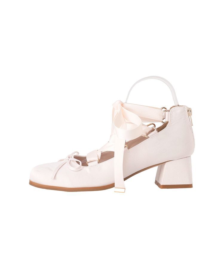 Maison de FLEUR「レースアップサテンパンプス」|パンプス|