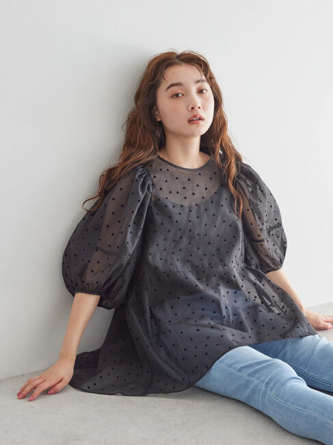 AMERICAN HOLIC「フロッキードットティアードチュニック」|チュニック|ブラック