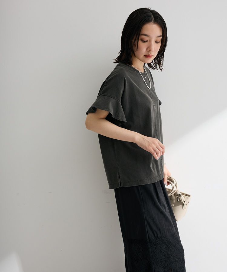 Green Parks「ピグメントフリルカットプルオーバー」|Tシャツ・カットソー|