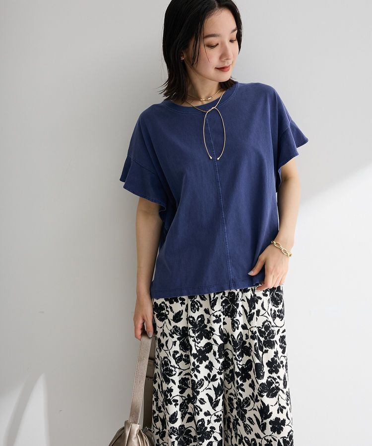 Green Parks「ピグメントフリルカットプルオーバー」|Tシャツ・カットソー|Blue