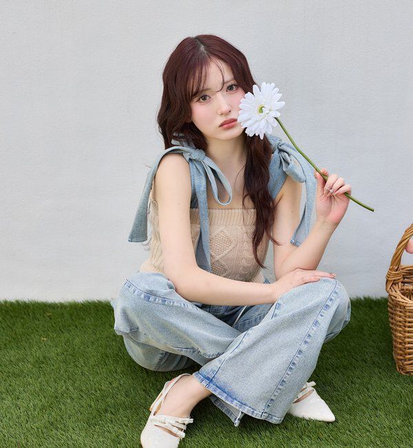  「【Denim Collection】肩リボンビスチェ」|シャツ・ブラウス|