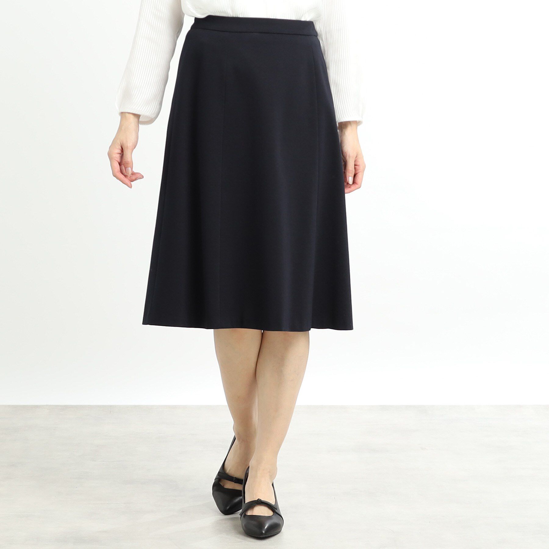 Reflect「【SS-4Lサイズ／洗える】匠ソフトフレアスカート」|スカート|ネイビー(094)